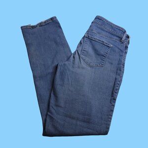 NYDJ Womens Marilyn Straight Jeans 4 Distressed Mid Rise Medium Wash Stretch